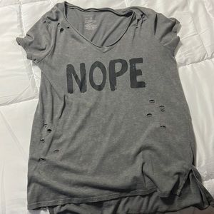 Ladies distressed “nope” tee XL